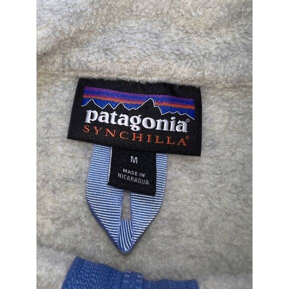 Patagonia Synchilla Fleece Unisex Jacket Size M Oatmeal Heather Blue Full Zip - Picture 10 of 16